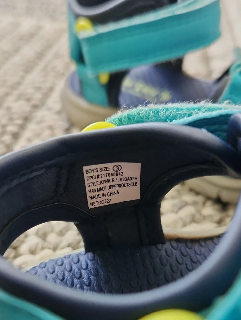 Toddler Size 3 Carter's Teal & Navy Adjustable Comfort Sandals